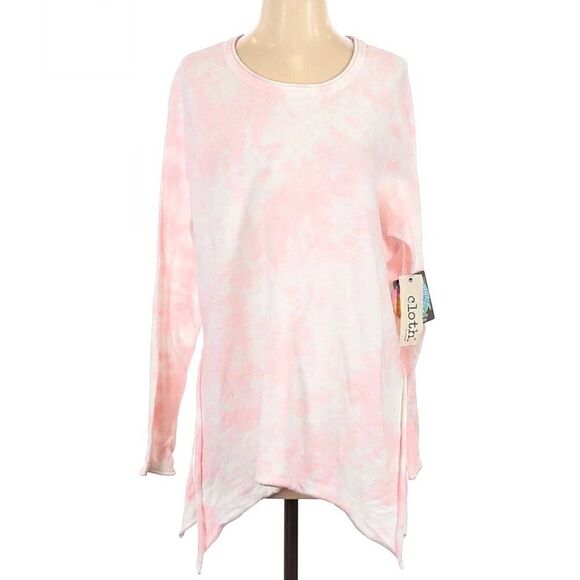 NWT Cloth By Design Oversized Sweater Pink White Tie-Dye Lightweight Size Small - Picture 3 of 12